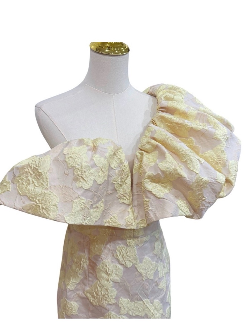 ANTONIO MELANI Pale PYellow One-Shoulder Midi Dress